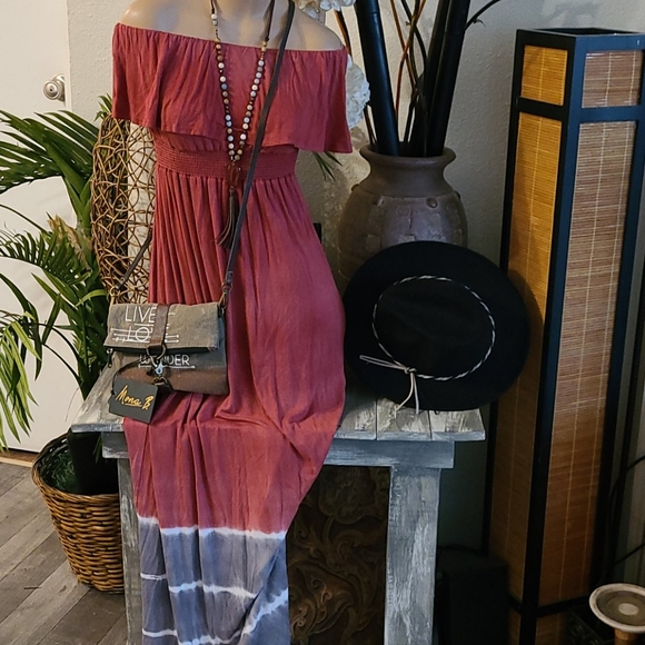MONA B NEW NWT MAXI MULTI TIE DYE DRESS S/M - Picture 7 of 16